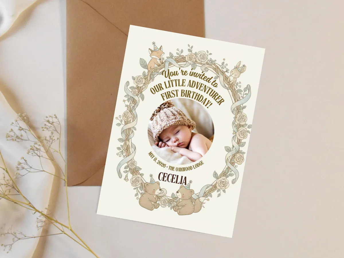 Woodland First Birthday Invitation — preview 5