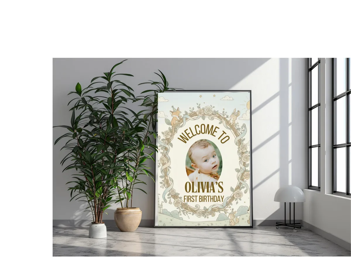 Whimsical First Birthday Welcome Sign — preview 3