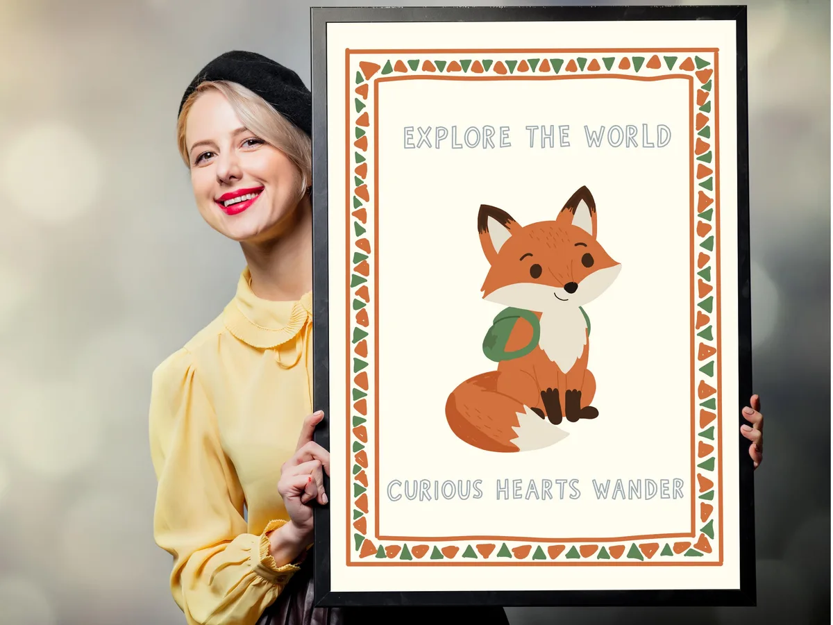 Fox Nursery Wall Art — editable Canva template